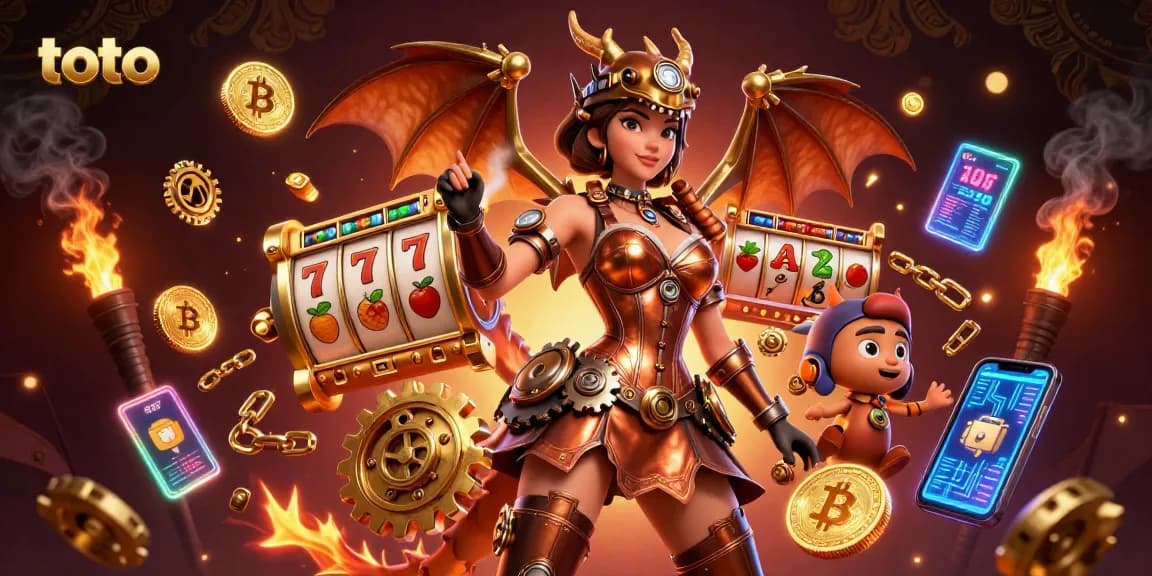 Spin slot reels with stunning characters in a colorful casino scene featuring toto elements and crypto coins.