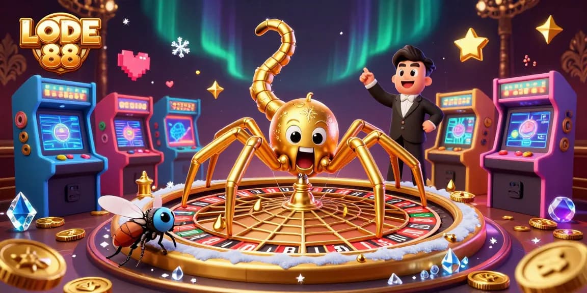 Place bets with LODE 88's thrilling casino atmosphere featuring animated characters and vibrant game elements.