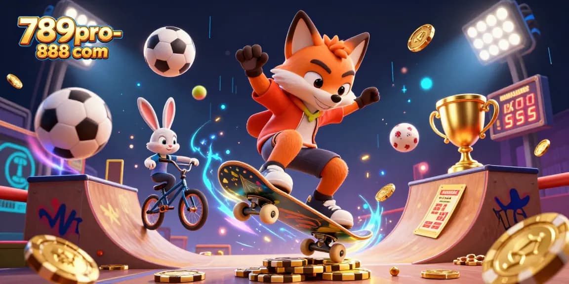 Win big with 789pro-888 com at this vibrant online casino illustration with dynamic sports elements.