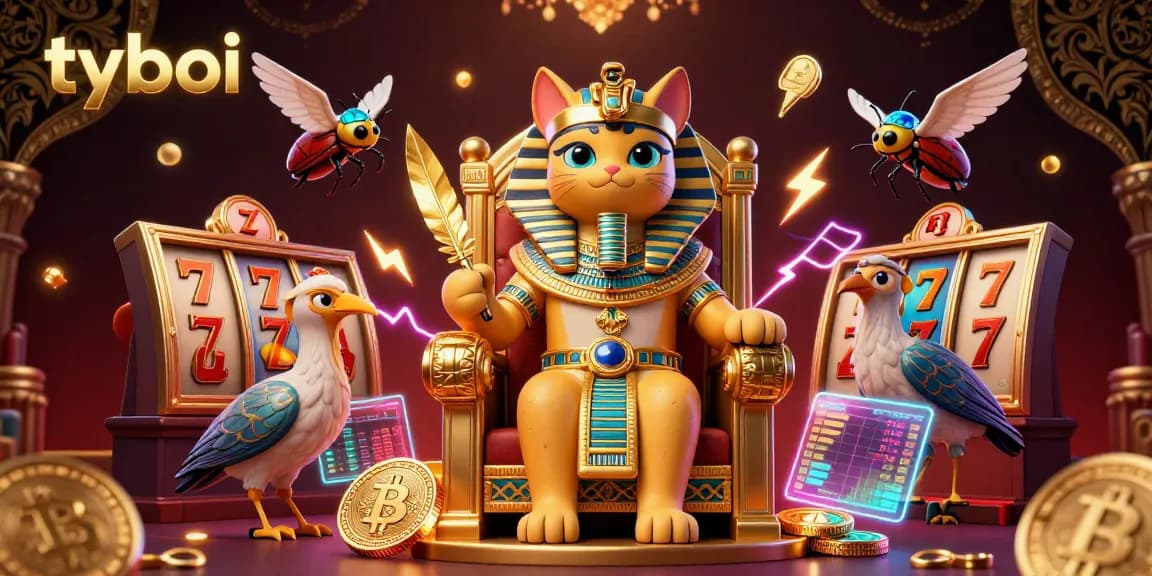 Experience luxurious gaming at tyboi with vibrant pharaoh characters and engaging casino elements.