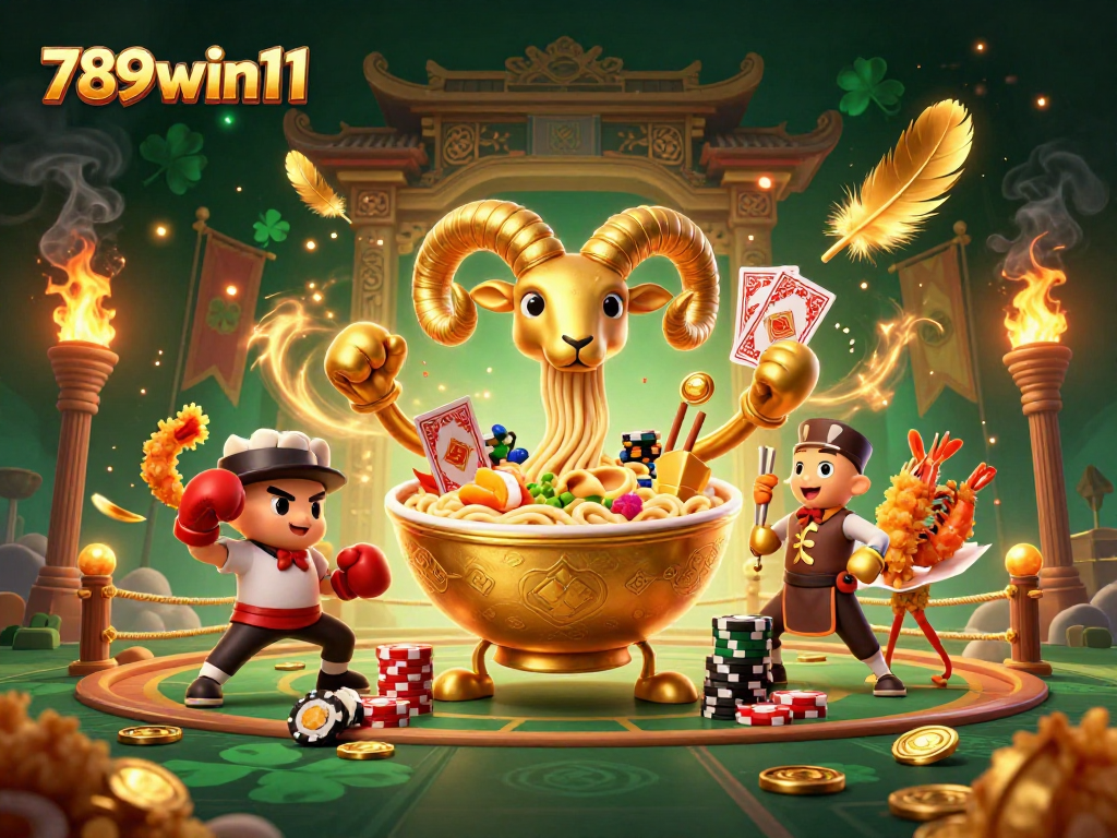Experience thrilling action at 789win11 with a vibrant illustration packed with casino elements.