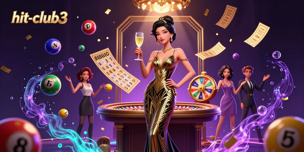 Experience winning moments at hit-club3 with champagne, vibrant casino elements, and luxury atmosphere.
