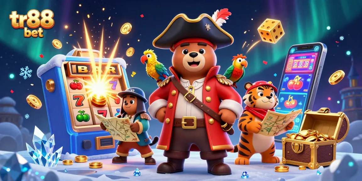 Join the excitement of tr88 bet with vibrant casino fun, showcasing a pirate bear and dynamic gaming elements.