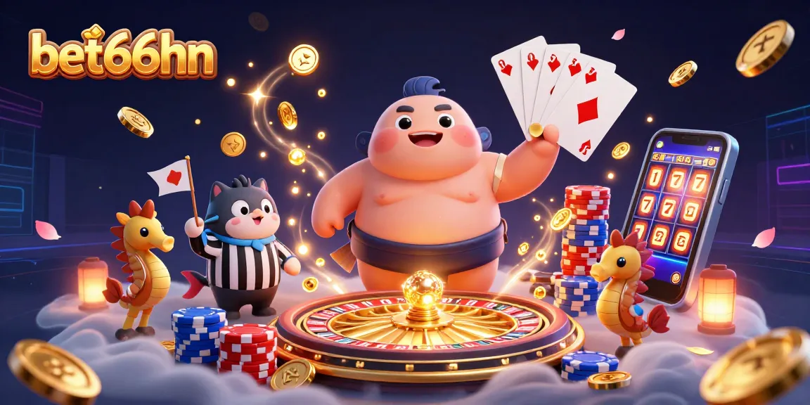 Experience the thrilling bets with bet66hn, as a fugu faces off with dynamic game elements in a vibrant casino scene.