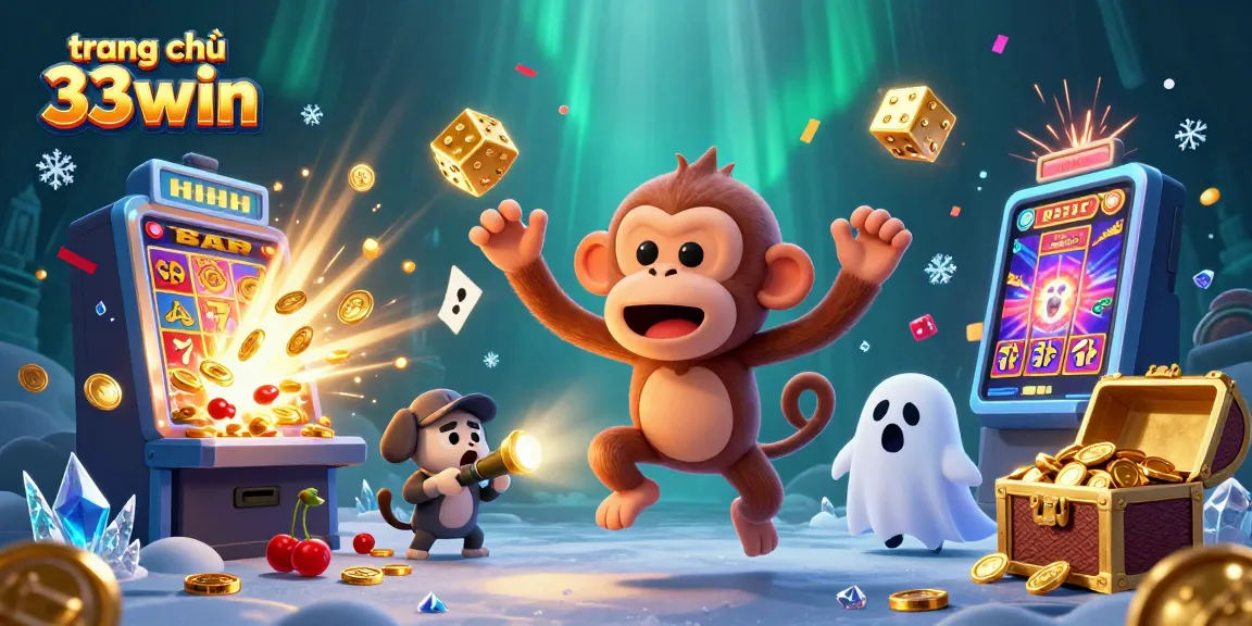 Engage with trang chủ 33win for thrilling casino adventures featuring a ghostly monkey and puppy.