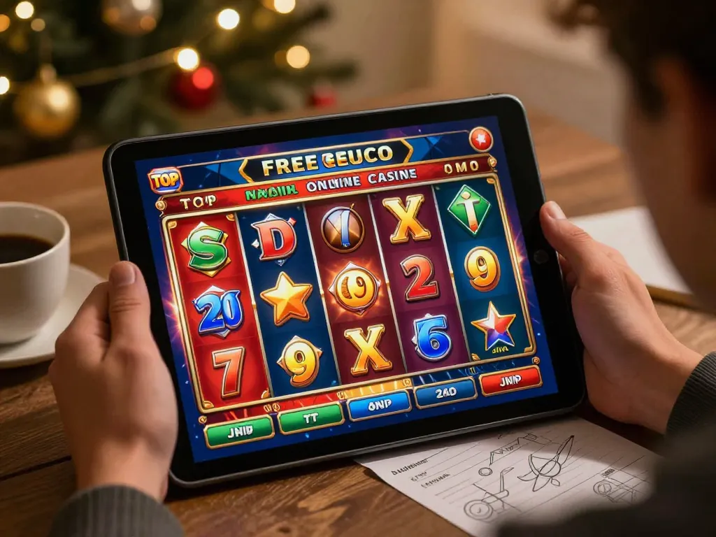 Engaging player enjoying Top Malaysia online casino free credit while playing slots on tablet.