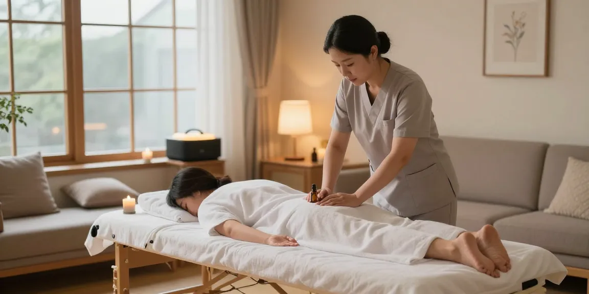 Experience a relaxing 시흥출장마사지 with a professional therapist in a cozy home setting, emphasizing comfort and safety.