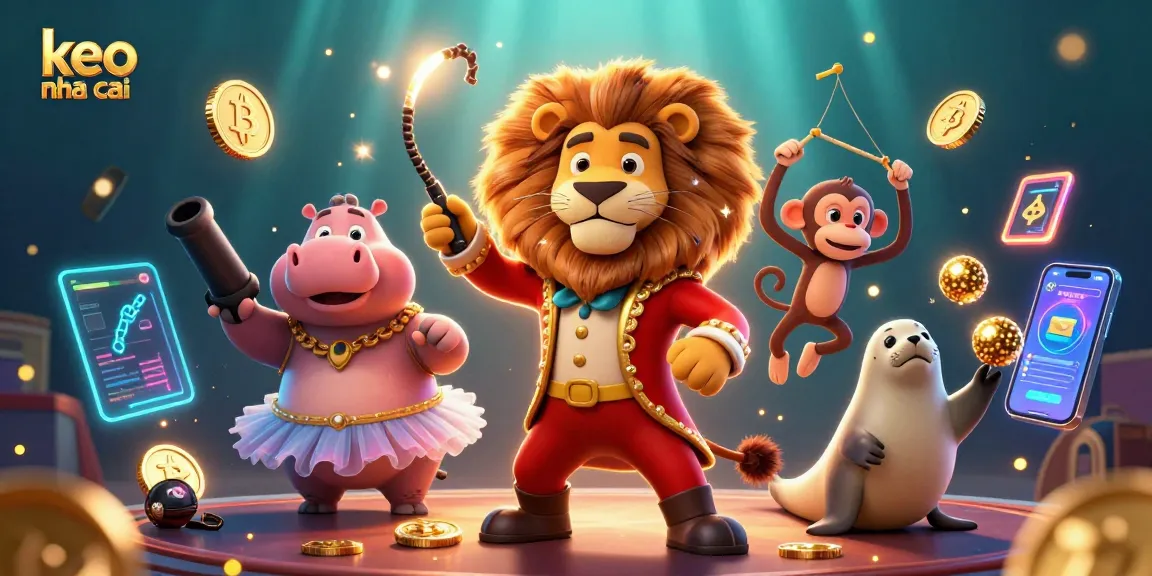 Engaging keo nha cai scene with whimsical characters and vibrant casino elements for betting excitement