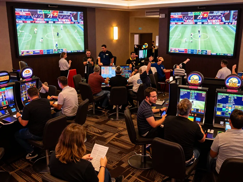Betting excitement at RED88 with fans engaging in sports wagering.