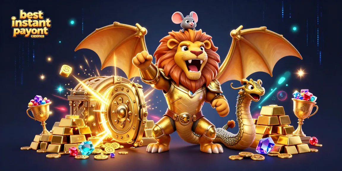 Experience the thrill of the best instant payout casinos with a vibrant 3D chimera scene full of treasures.