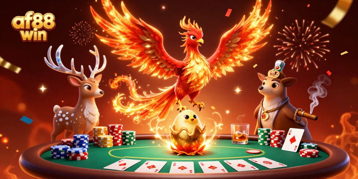 Experience thrilling wins with af88 win, showcasing a vibrant phoenix and poker scene.