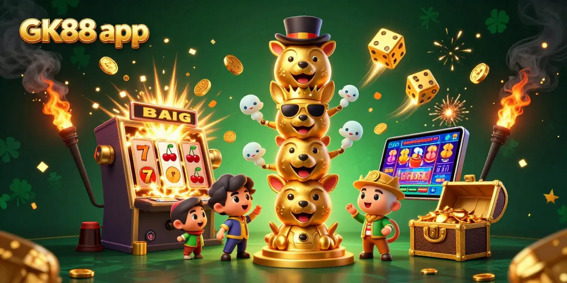 Experience the GK88 app in vibrant casino action with animated characters and dynamic game elements.