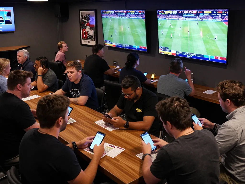 Active betting scene at nhà cái KONG88 with players engaged in sports wagering.