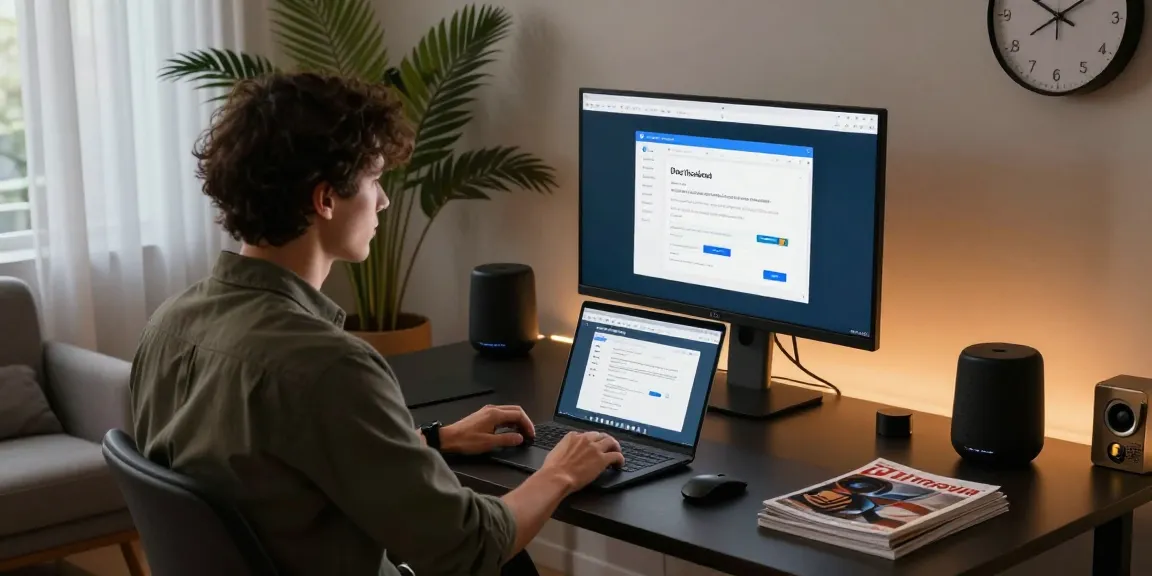 WPS Download page displayed on monitor in a modern home office workspace