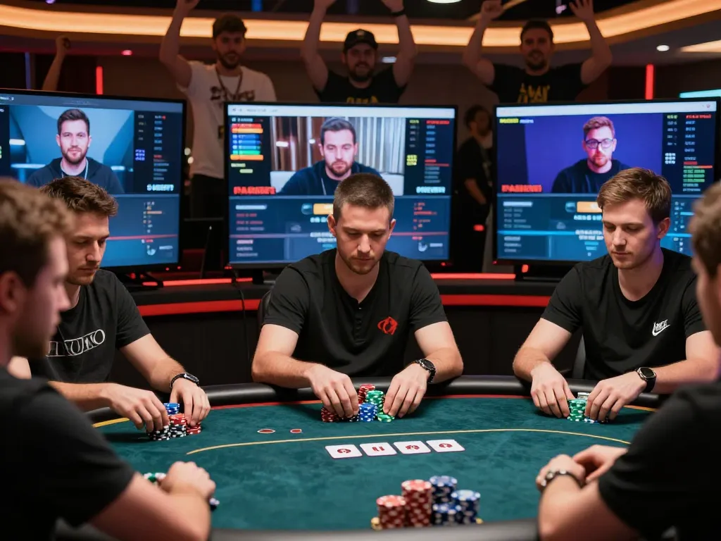 FABET players enjoying an exciting online poker tournament with colorful chips and intense gameplay.