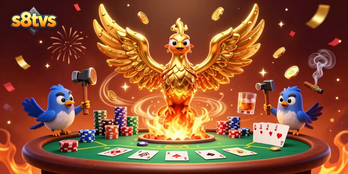 Experience thrilling gaming at s8tvs, featuring a vibrant poker scene with dynamic golden elements.