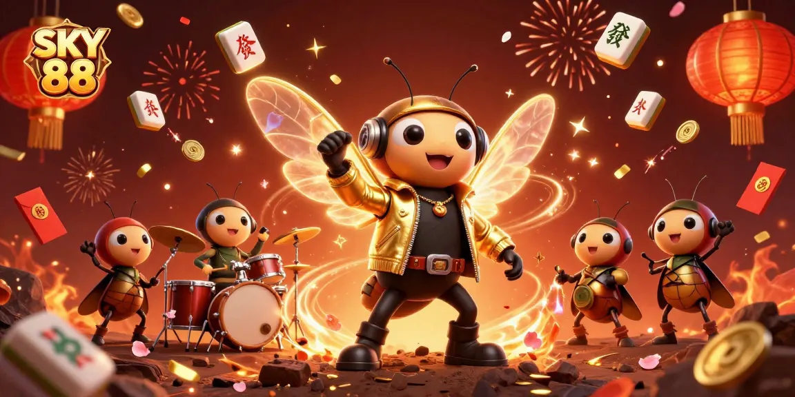 Experience thrilling gameplay at SKY 88 with high-energy rock star scenes and vibrant casino-themed elements.