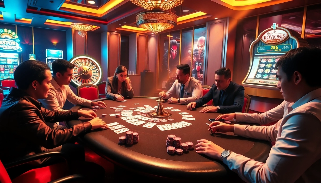 Engaged players at a poker table using the kp88 app for betting strategy.