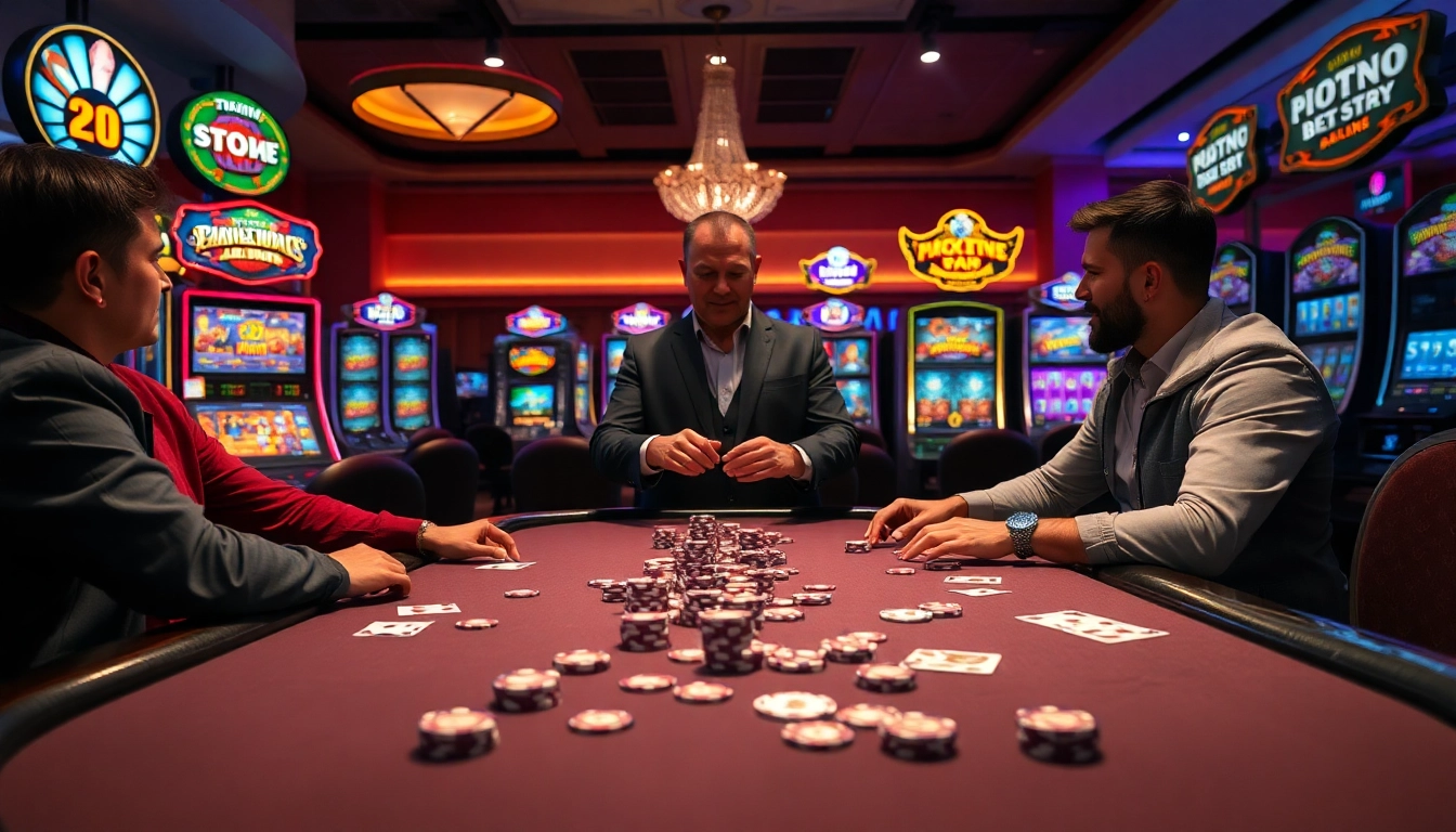 Engaging poker action and slot machines at https://11win.day/, showcasing luxury gambling experience.