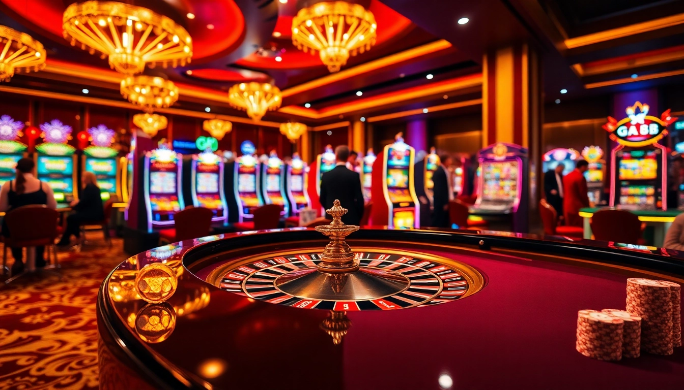 Players engaging in thrilling games at GK 88 casino under luxurious lighting.