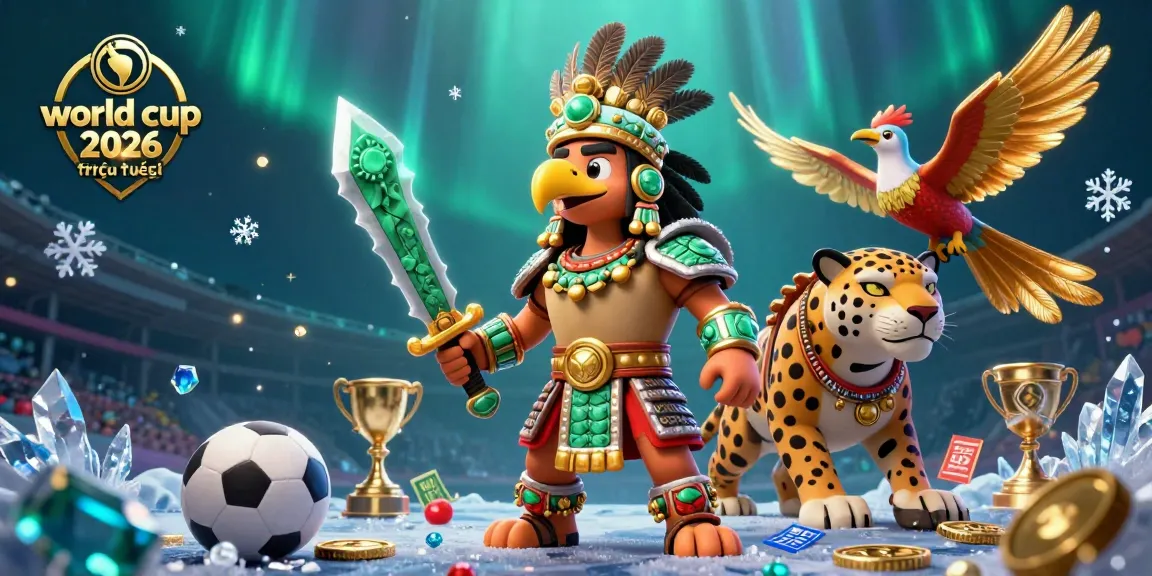 Bet on world cup 2026 trực tiếp with a vibrant scene of Aztec warriors and betting elements