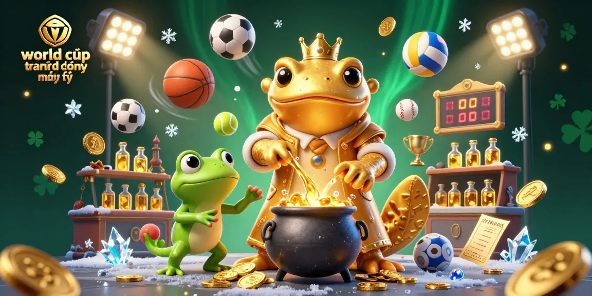 Experience world cup 2026 trực tiếp miễn phí with gold coins and dynamic sports elements in this vibrant 3D illustration.